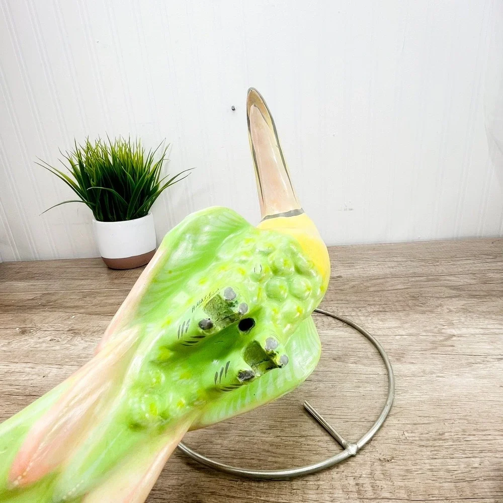 VTG Toucan Parrot Hand-Painted‎ Signed Sculpture Paper Mache Bustamante Style